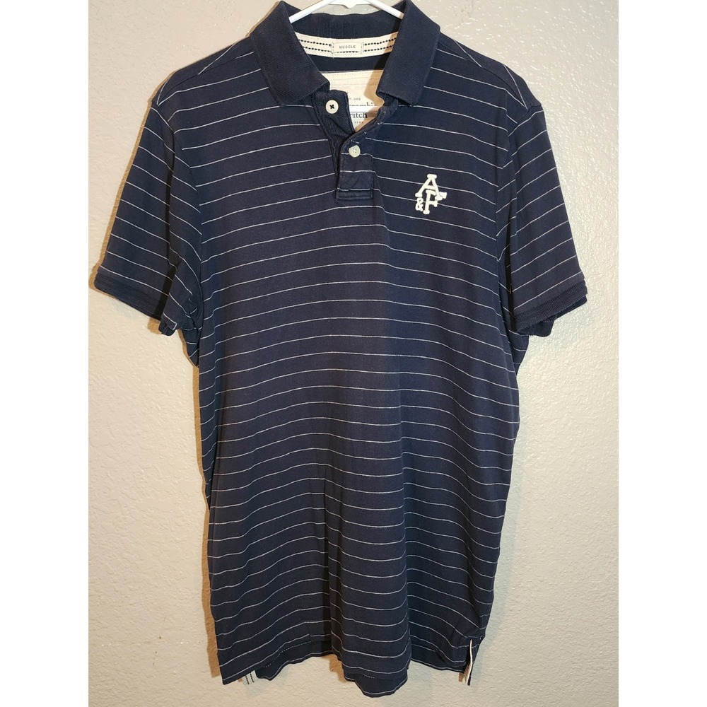 Abercrombie & Fitch Men's Muscle Polo Shirt,  Size 2XL, Y2K, Navy Blue